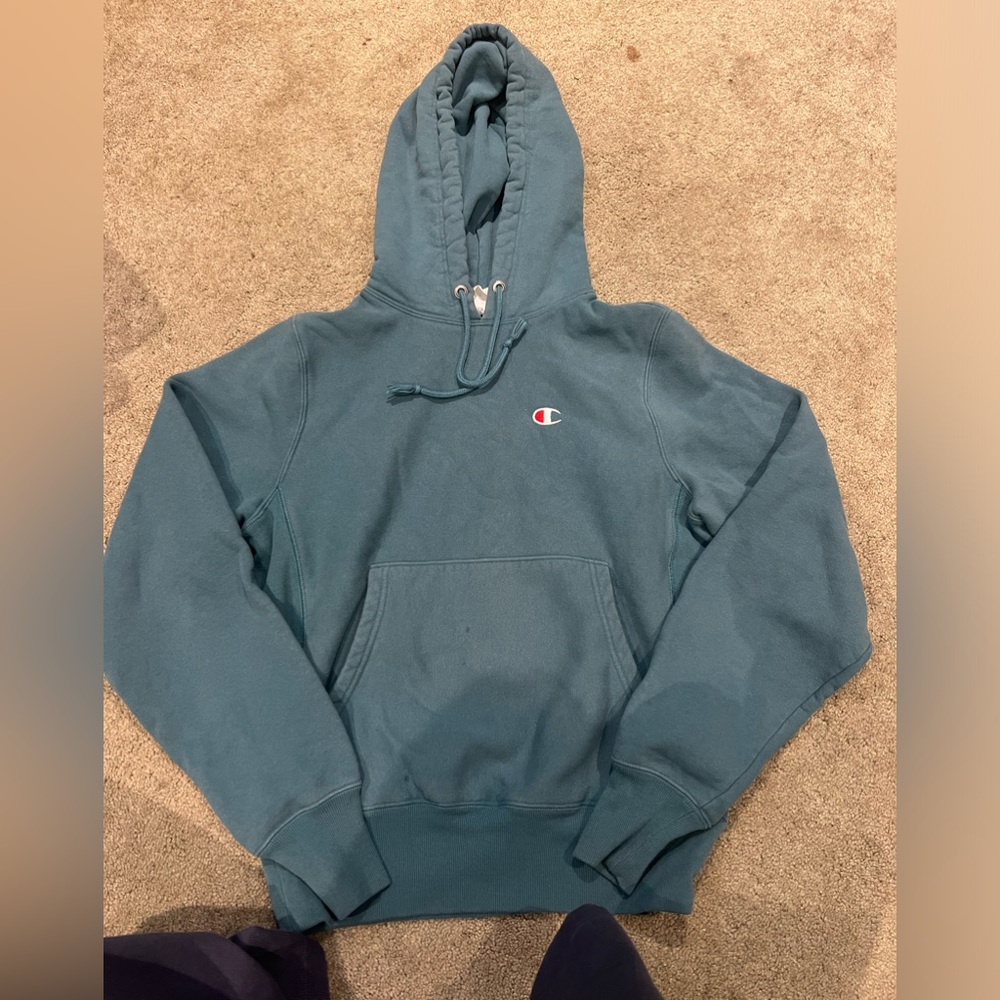 Blue/green champion hoodie